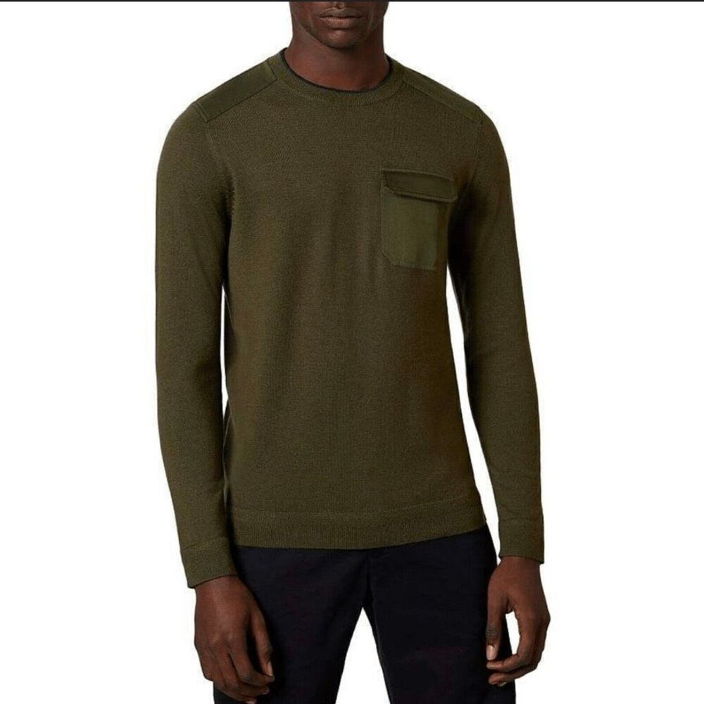 Ted Baker SaySay Crewneck Sweater with Patch Pocket XL